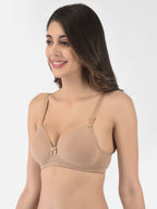 Softline Women's Padded Wire Free T-Shirt Bra in Cotton Stretch Fabric with Elastic Straps, Full Cup design, and Hook Closure (2059)