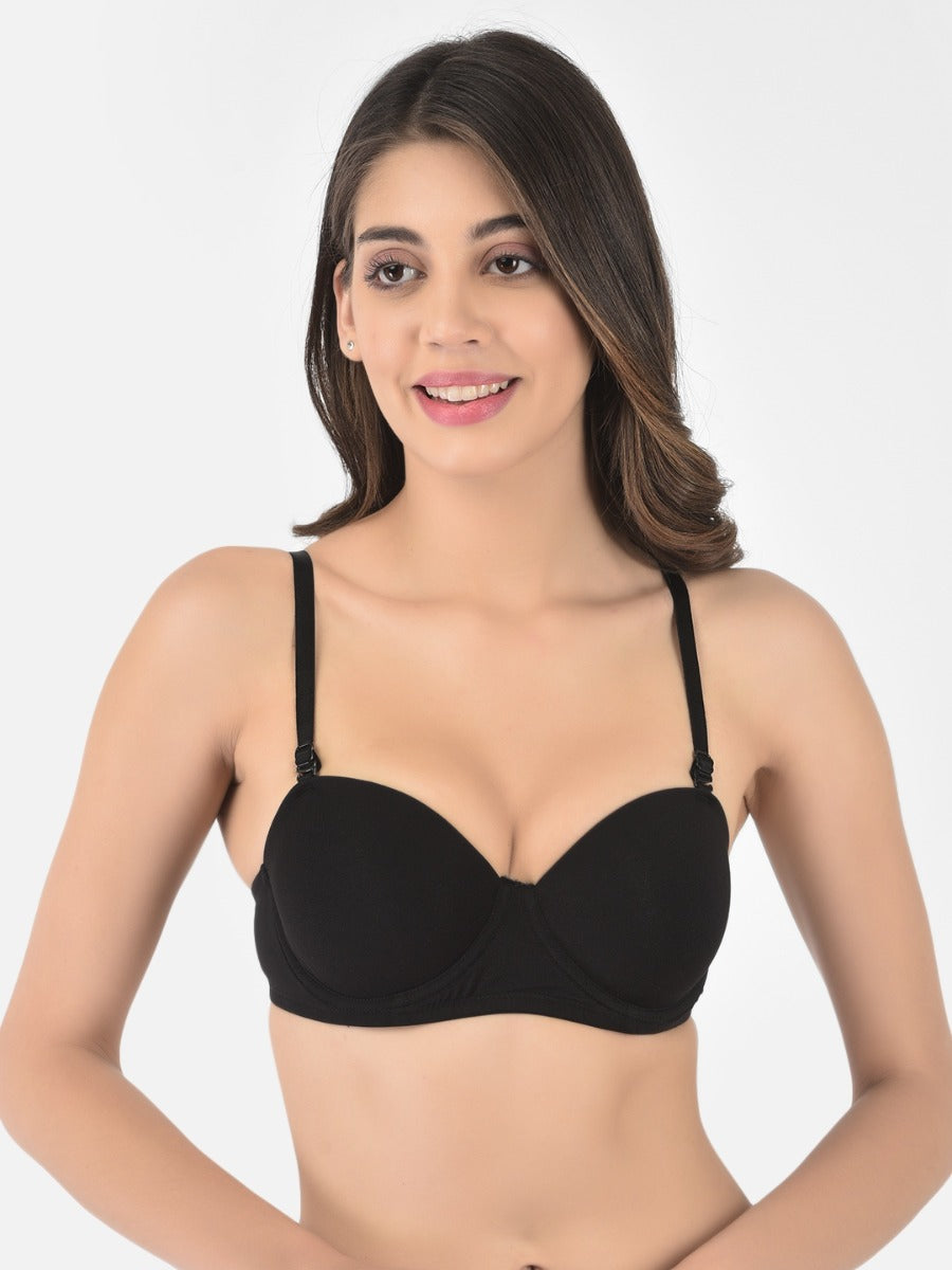 Softline Women's Padded Wired T-Shirt Bra in Cotton Stretch Fabric with Elastic Straps, Full Cup design, and Hook Closure (2060)
