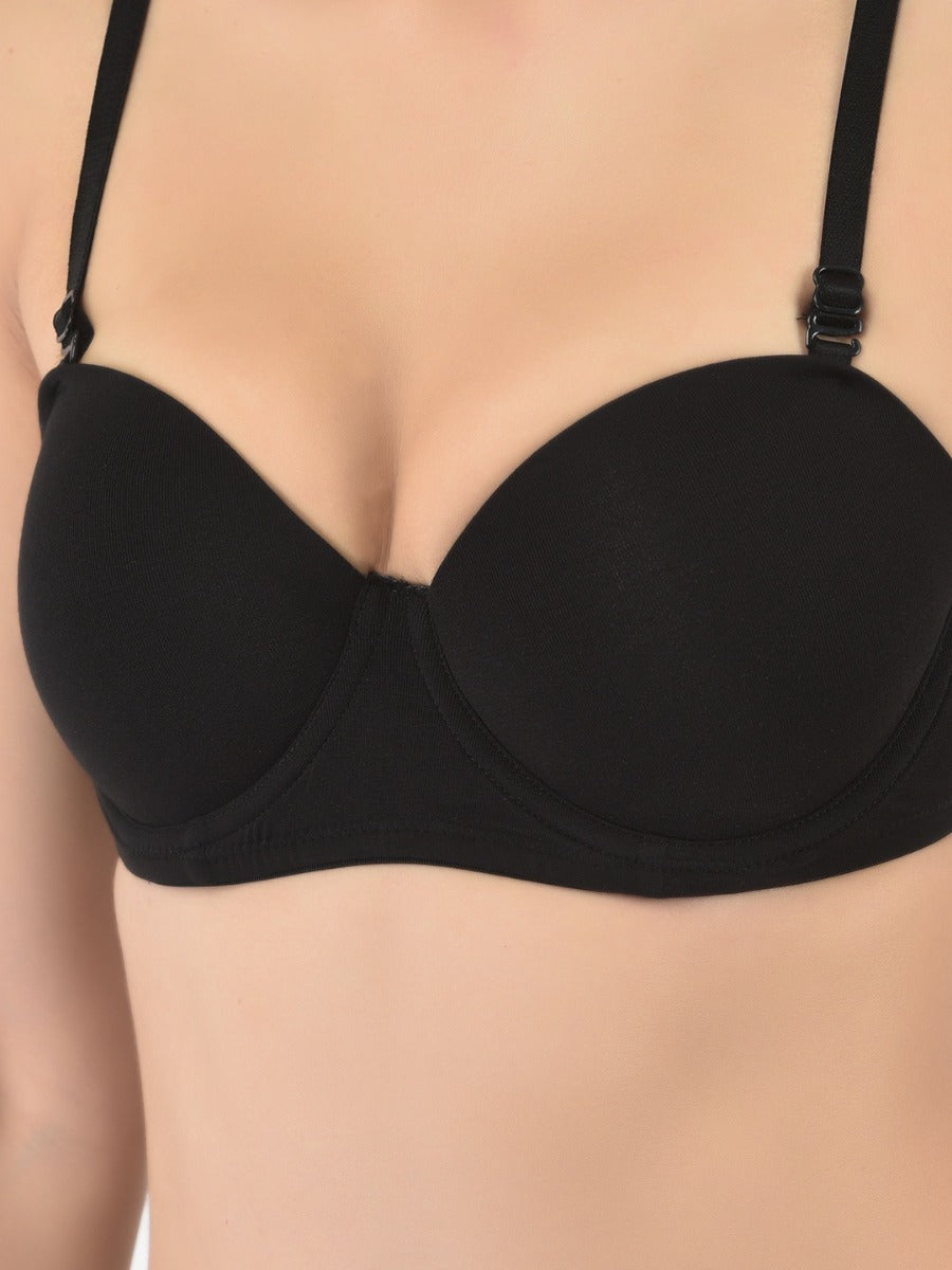 Softline Women's Padded Wired T-Shirt Bra in Cotton Stretch Fabric with Elastic Straps, Full Cup design, and Hook Closure (2060)