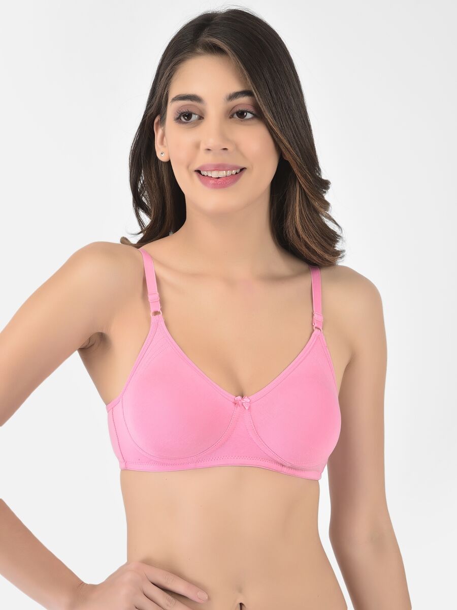 Softline Women's Non Padded Wire Free Bra in Cotton Stretch Fabric with Elastic Straps, Full Cup design, and Hook Closure (2055)