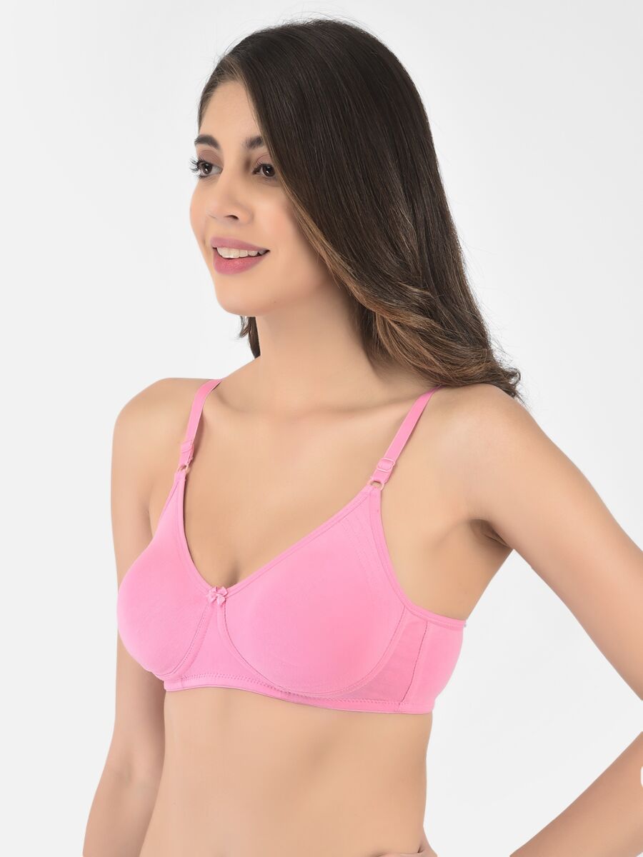 Softline Women's Non Padded Wire Free Bra in Cotton Stretch Fabric with Elastic Straps, Full Cup design, and Hook Closure (2055)