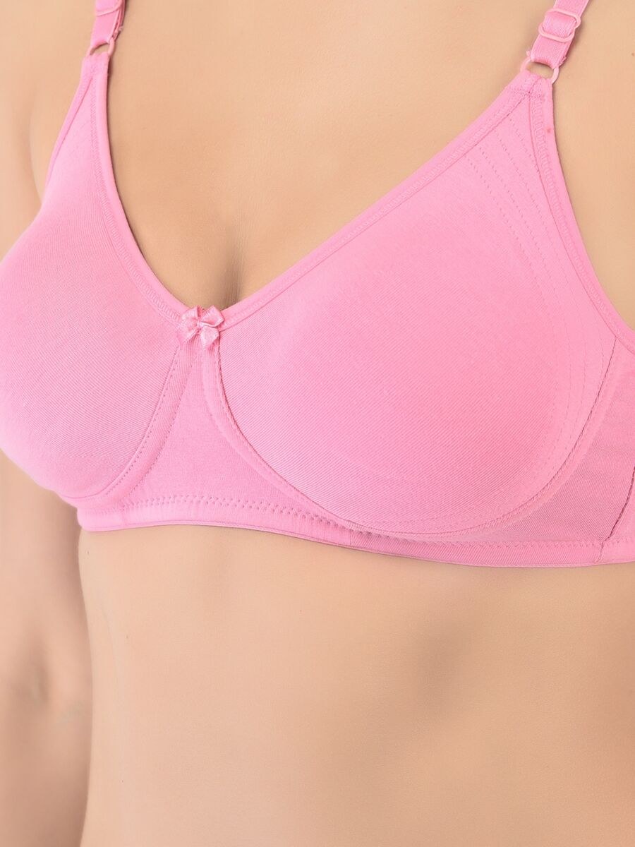 Softline Women's Non Padded Wire Free Bra in Cotton Stretch Fabric with Elastic Straps, Full Cup design, and Hook Closure (2055)
