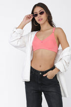 Softline Women's Non Padded Wire Free  Bra in 100% Polyester Fabric with Elastic Straps and Hook Closure