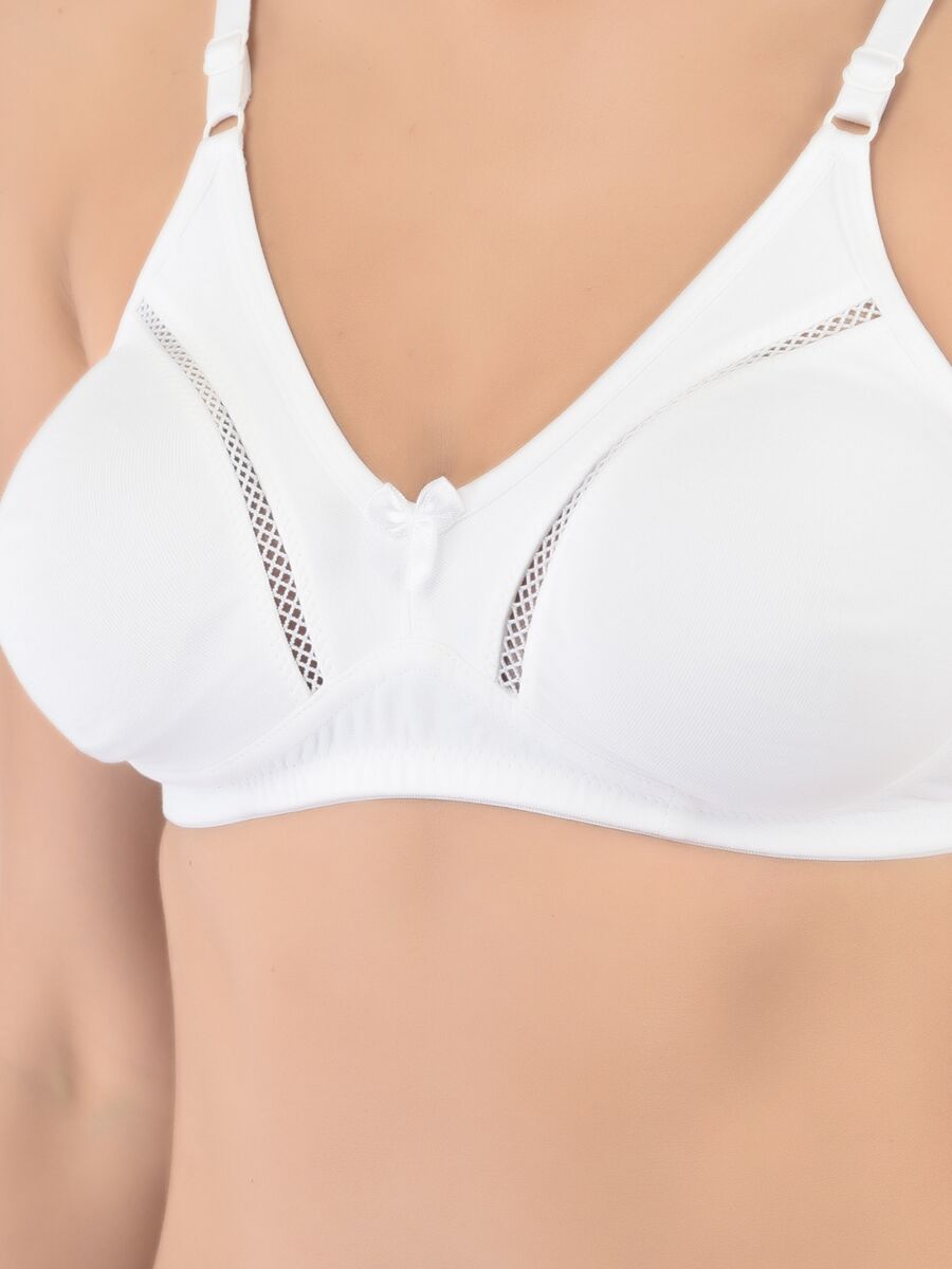Softline Women's Non Padded Wire Free Bra in Cotton Stretch Fabric with Elastic Straps, Full Cup design, and Hook Closure (2053)