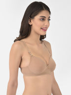 Softline Women's Padded Wire Free T-Shirt Bra in Cotton Stretch Fabric with Elastic Straps, Full Cup design, and Hook Closure (2058)