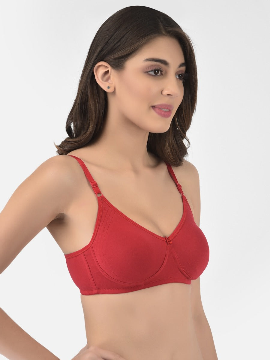 Softline Women's Non Padded Wire Free Bra in Cotton Stretch Fabric with Elastic Straps, Full Cup design, and Hook Closure (2055)