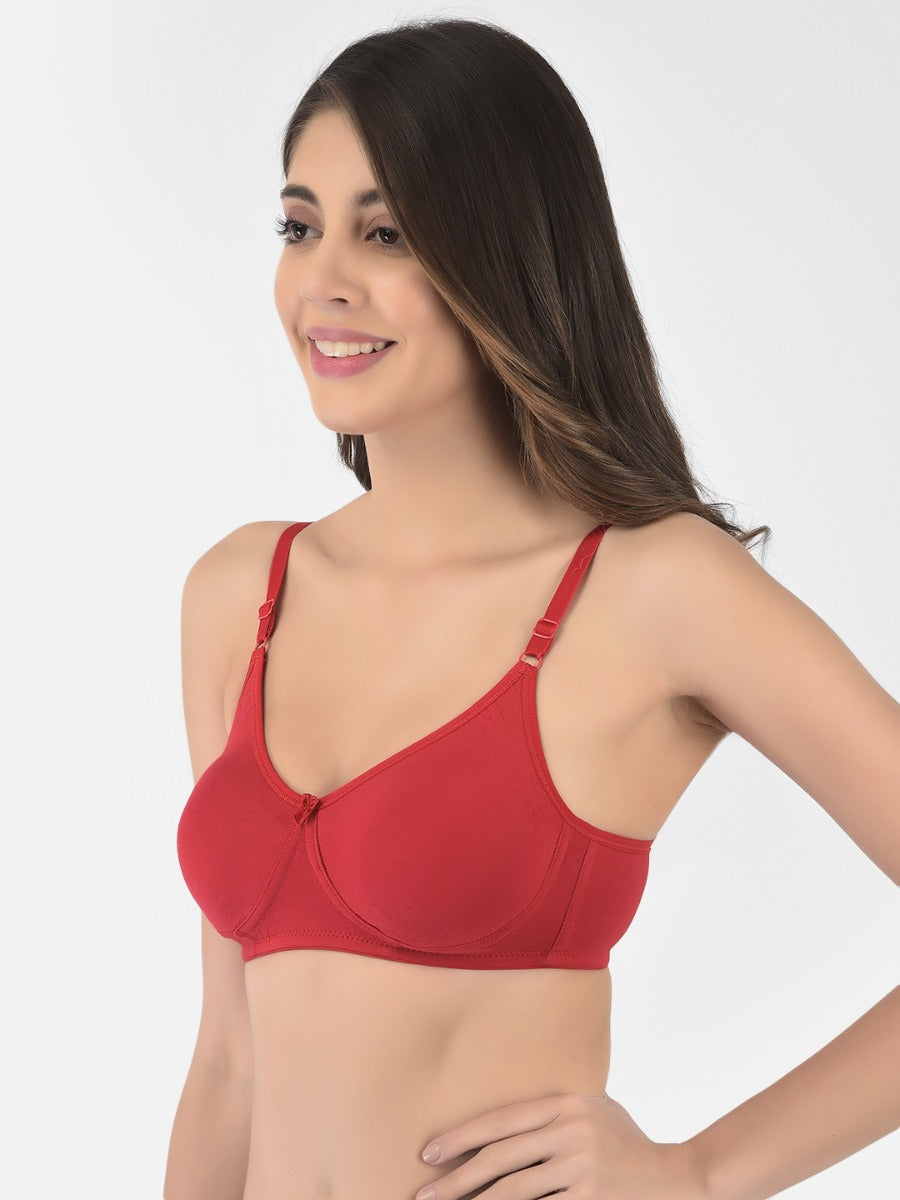 Softline Women's Non Padded Wire Free Bra in Cotton Stretch Fabric with Elastic Straps, Full Cup design, and Hook Closure (2055)