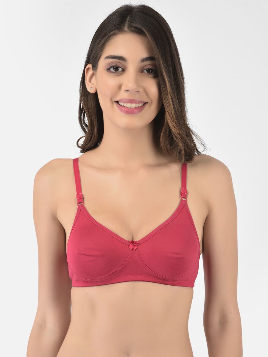 Softline Women's Non Padded Wire Free T-shirt Bra in Cotton Poly Fabric with Elastic Straps, Double Layered Moulded Cups, and Hook Closure (2054)