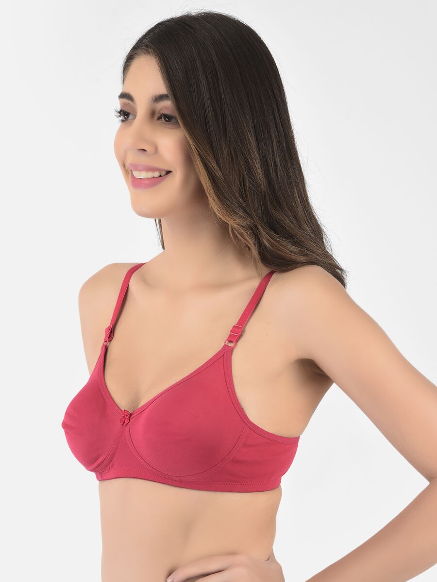 Softline Women's Non Padded Wire Free T-shirt Bra in Cotton Poly Fabric with Elastic Straps, Double Layered Moulded Cups, and Hook Closure (2054)