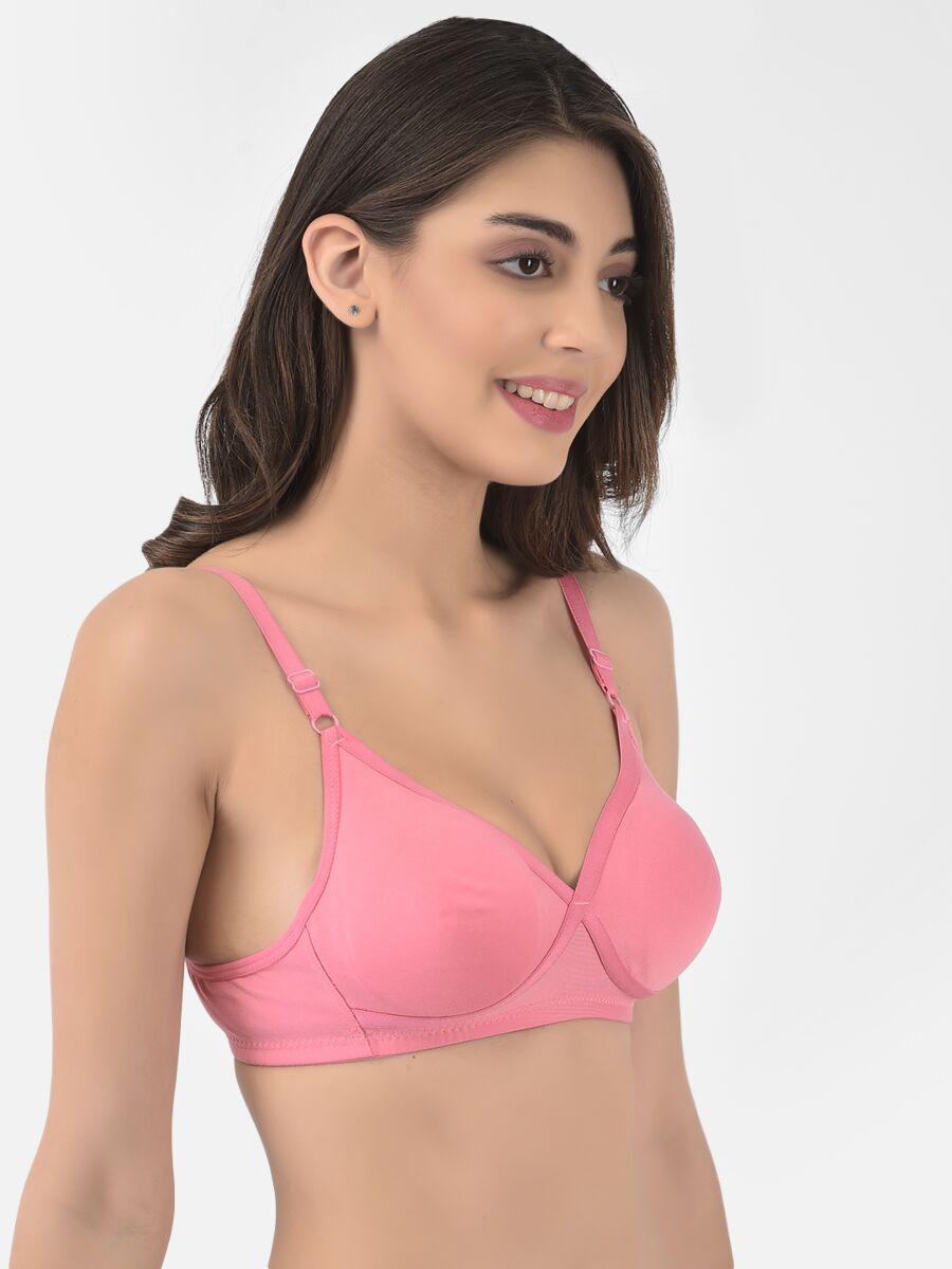 Softline Women's Non Padded Wire Free T-shirt Bra in Cotton Poly Fabric with Cross Neck Elastic Straps, Full Cup design, and Hook Closure (2052)