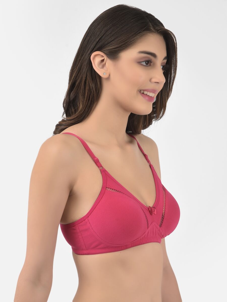 Softline Women's Non Padded Wire Free Bra in Cotton Stretch Fabric with Elastic Straps, Full Cup design, and Hook Closure (2053)
