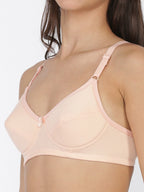 Softline Women's Lightly Padded Wire Free Bra in 100% Polyester Fabric with Elastic Straps and Hook Closure