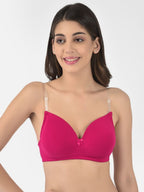Softline Women's Padded Wire Free T-Shirt Bra in Cotton Stretch Fabric with Elastic Straps, Full Cup design, and Hook Closure (2058)