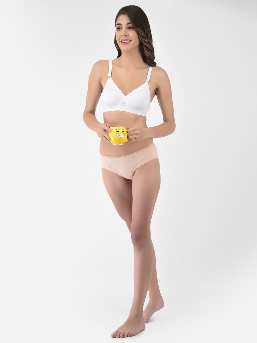 Softline Women's Non Padded Wire Free   T-shirt  Bra in Cotton Poly Fabric with Cross Neck Elastic Straps, Double Layered Moulded Cups, and Hook Closure (2051)