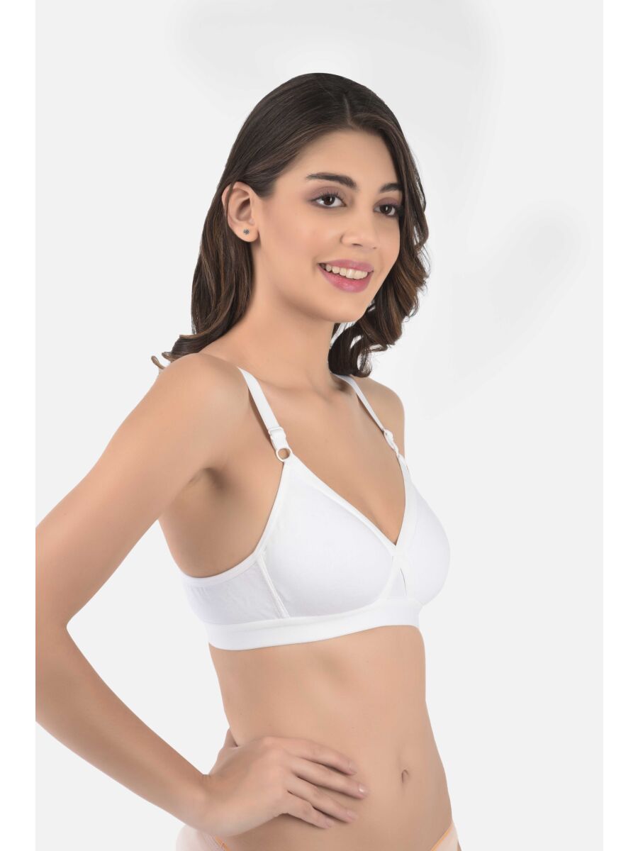 Softline Women's Non Padded Wire Free   T-shirt  Bra in Cotton Poly Fabric with Cross Neck Elastic Straps, Double Layered Moulded Cups, and Hook Closure (2051)