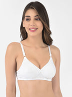Softline Women's Non Padded Wire Free T-shirt Bra in Cotton Poly Fabric with Cross Neck Elastic Straps, Full Cup design, and Hook Closure (2052)