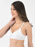 Softline Women's Non Padded Wire Free T-shirt Bra in Cotton Poly Fabric with Cross Neck Elastic Straps, Full Cup design, and Hook Closure (2052)