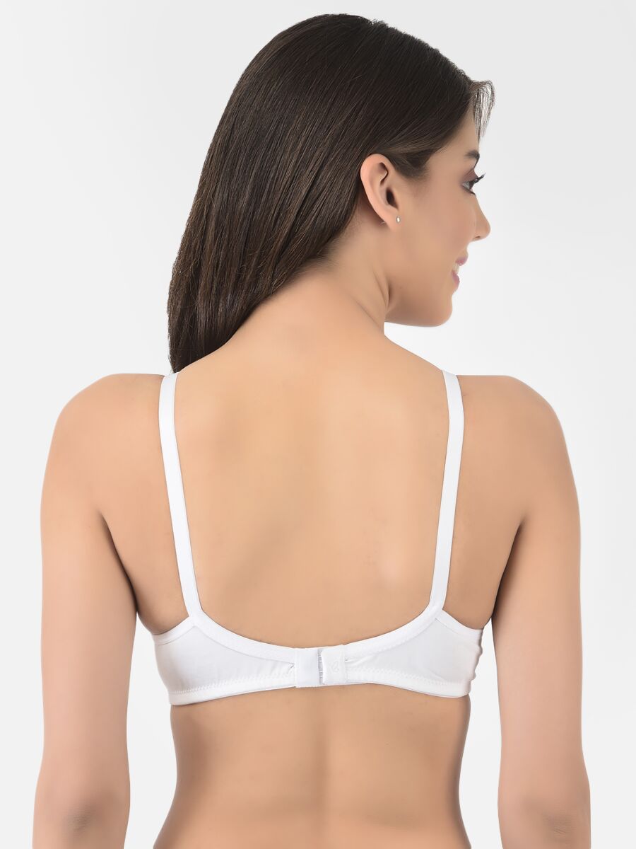 Softline Women's Non Padded Wire Free T-shirt Bra in Cotton Poly Fabric with Cross Neck Elastic Straps, Full Cup design, and Hook Closure (2052)