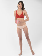 Softline Women's Non Padded Wire Free T-shirt Bra in Cotton Poly Fabric with Cross Neck Elastic Straps, Full Cup design, and Hook Closure (2052)