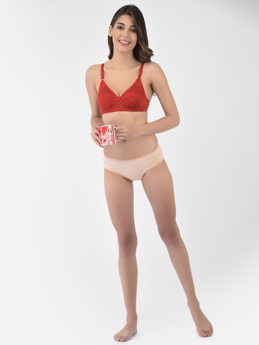 Softline Women's Non Padded Wire Free T-shirt Bra in Cotton Poly Fabric with Cross Neck Elastic Straps, Full Cup design, and Hook Closure (2052)