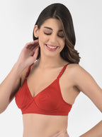 Softline Women's Non Padded Wire Free T-shirt Bra in Cotton Poly Fabric with Cross Neck Elastic Straps, Full Cup design, and Hook Closure (2052)