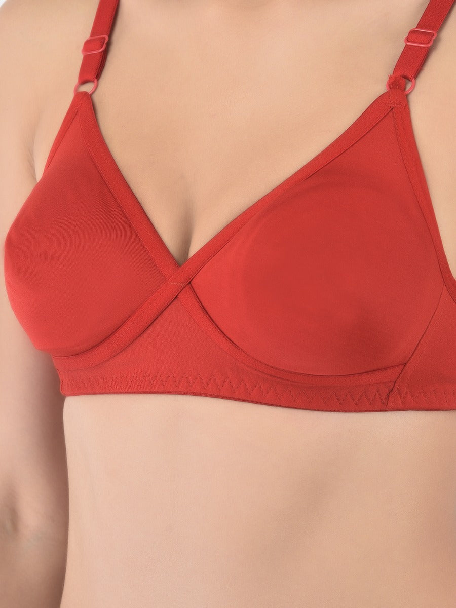 Softline Women's Non Padded Wire Free T-shirt Bra in Cotton Poly Fabric with Cross Neck Elastic Straps, Full Cup design, and Hook Closure (2052)