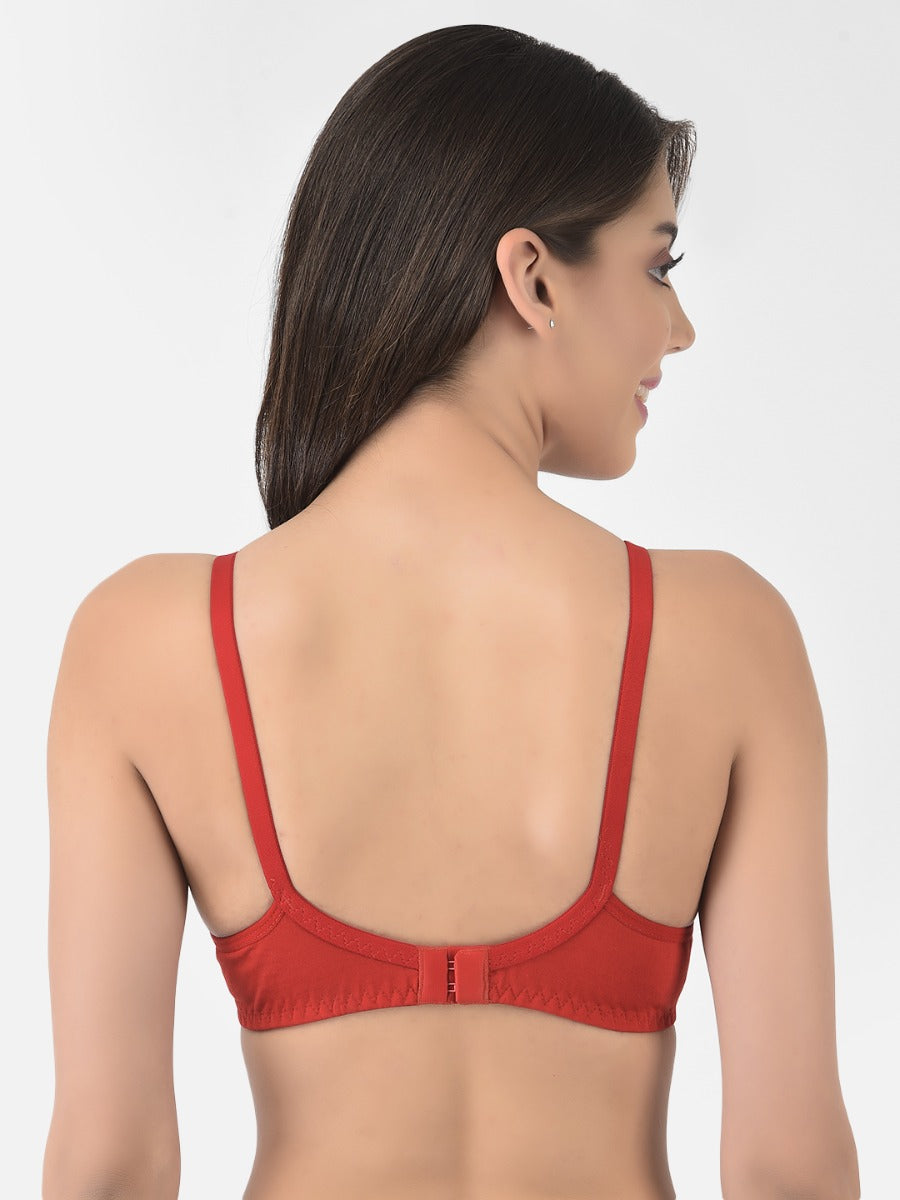 Softline Women's Non Padded Wire Free T-shirt Bra in Cotton Poly Fabric with Cross Neck Elastic Straps, Full Cup design, and Hook Closure (2052)