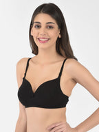 Softline Women's Padded Wire Free T-Shirt Bra in Cotton Stretch Fabric with Elastic Straps, Full Cup design, and Hook Closure (2058)