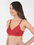 Softline Women's Non Padded Wire Free   T-shirt  Bra in Cotton Poly Fabric with Cross Neck Elastic Straps, Double Layered Moulded Cups, and Hook Closure (2051)