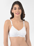 Softline Women's Non Padded Wire Free Bra in Cotton Poly Fabric with Double Layered Cups, Full Coverage, Elastic Straps, and Hook Closure (1053)