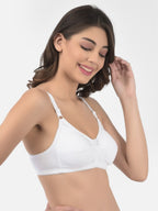 Softline Women's Non Padded Wire Free Bra in Cotton Poly Fabric with Double Layered Cups, Full Coverage, Elastic Straps, and Hook Closure (1053)