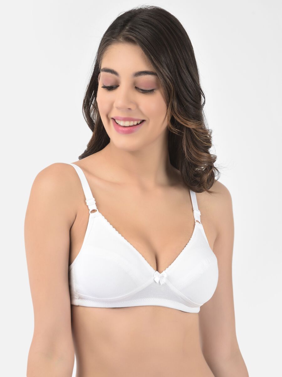Softline Women's Non Padded Wire Free Bra in Cotton Poly Fabric with Elastic Straps and Hook Closure (1051)