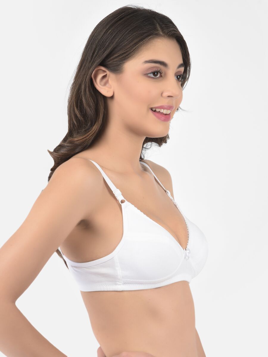 Softline Women's Non Padded Wire Free Bra in Cotton Poly Fabric with Elastic Straps and Hook Closure (1051)