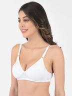 Softline Women's Non Padded Wire Free Bra in Cotton Poly Fabric with Elastic Straps and Hook Closure (1051)
