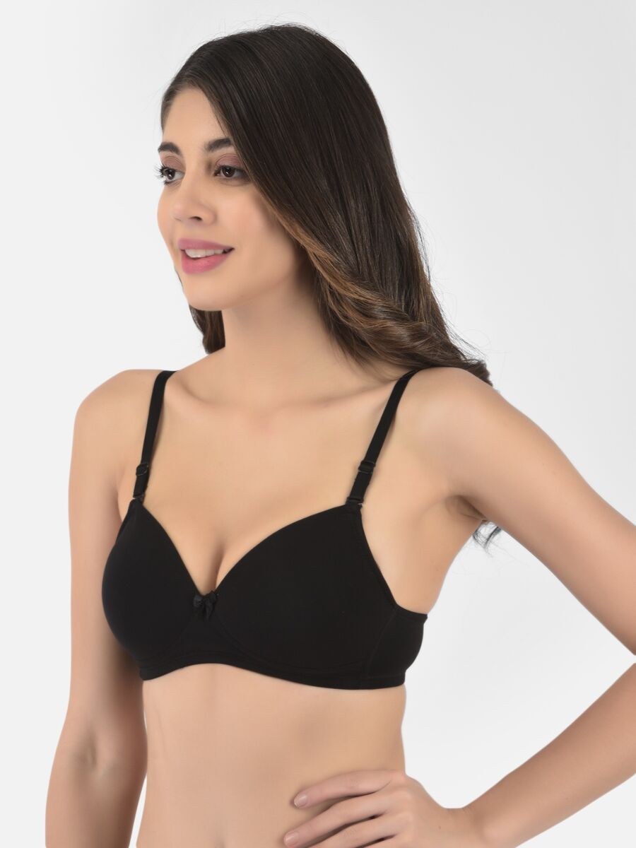 Softline Women's Padded Wire Free T-Shirt Bra in Cotton Stretch Fabric with Elastic Straps, Full Cup design, and Hook Closure (2059)