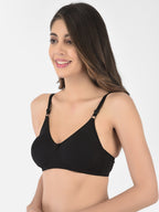 Softline Women's Non Padded Wire Free Bra in Cotton Stretch Fabric with Elastic Straps, Full Cup design, and Hook Closure (2055)