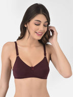 Softline Women's Non Padded Wire Free Bra in Cotton Stretch Fabric with Double Layered Cups Full Coverage, Elastic Straps, and Hook Closure (1055)