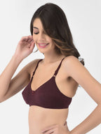 Softline Women's Non Padded Wire Free Bra in Cotton Stretch Fabric with Double Layered Cups Full Coverage, Elastic Straps, and Hook Closure (1055)