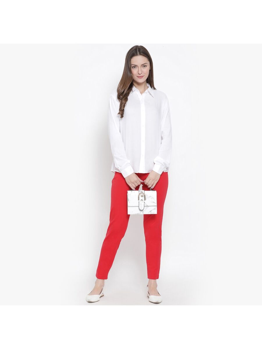 Softline Women's Knitted Pants in Cotton Elastane Fabric with Mid Rise Fit, Soft Elastic Waistband, and Quick Dry Properties