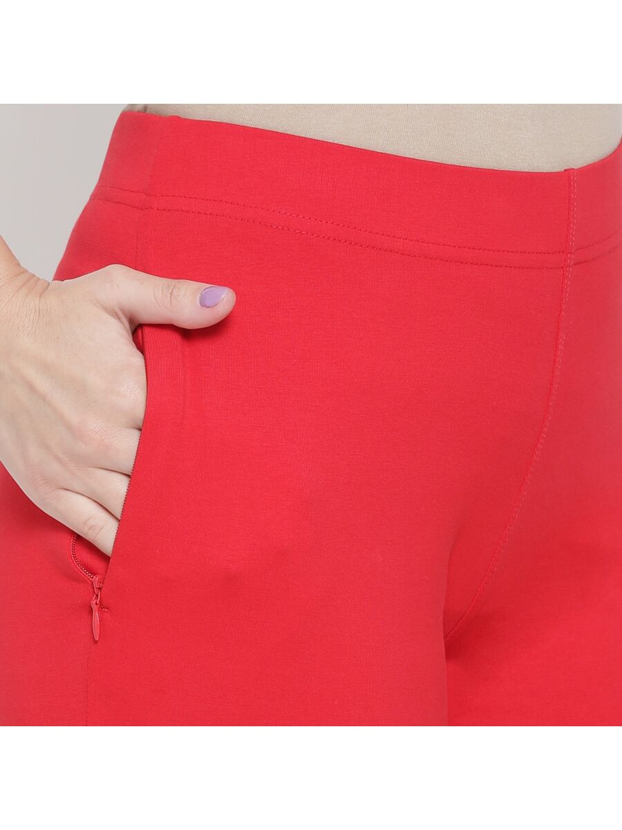 Softline Women's Knitted Pants in Cotton Elastane Fabric with Mid Rise Fit, Soft Elastic Waistband, and Quick Dry Properties