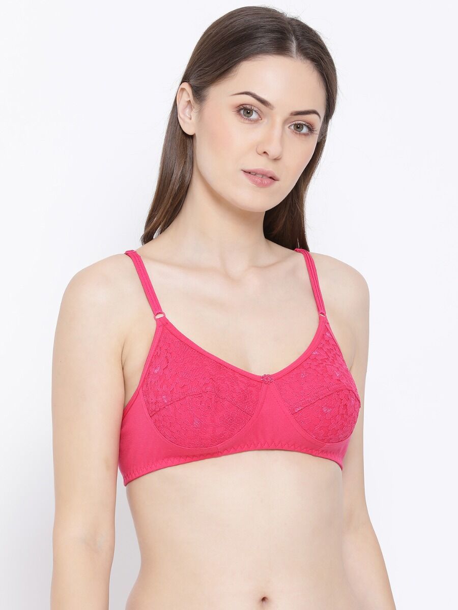 Softline Women's Non Padded Wire Free Bra in Cotton Poly Fabric with Elastic Straps and Hook Closure