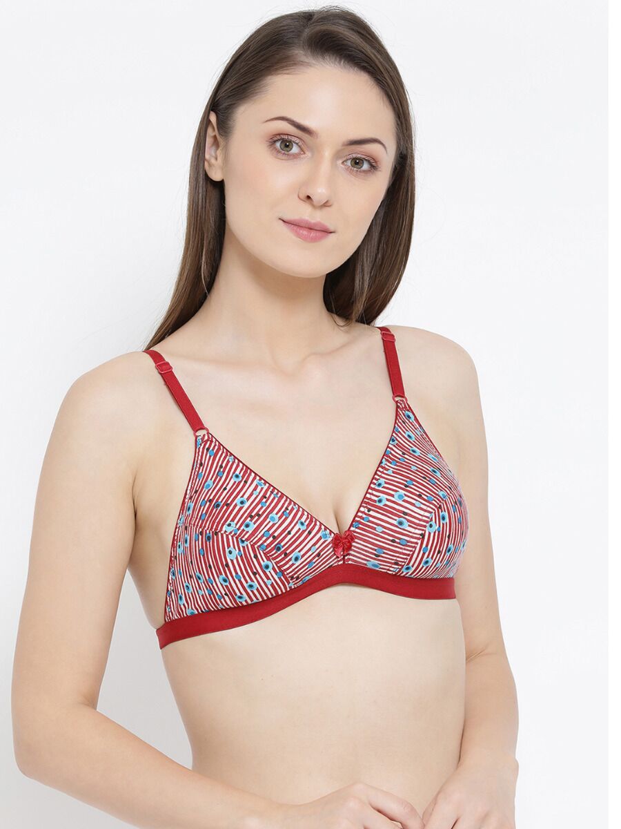 Softline Women's Fancy Non Padded Bra in 100% cotton Fabric with Elastic Straps and Hook Closure