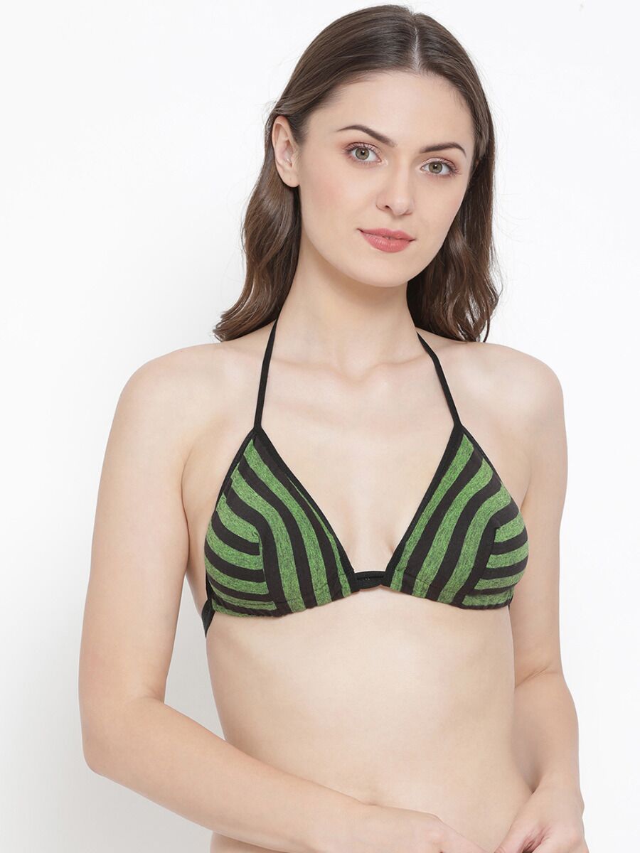 Softline Women's Non Padded Wire Free Bra in 100% Cotton Fabric with Halter Neck and Hook Closure