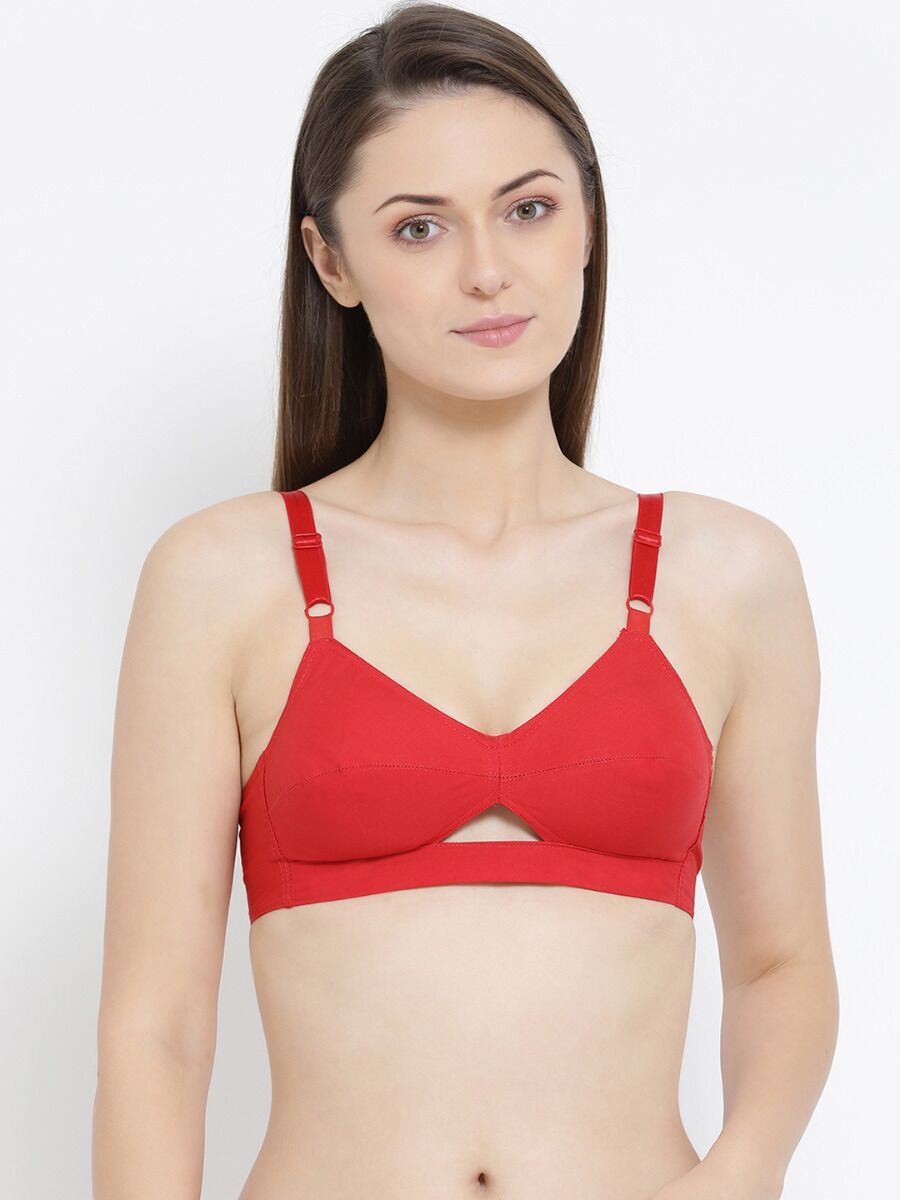 Softline Women's Non Padded Wire Free Bra in Cotton Poly Fabric with Elastic Straps and Hook Closure