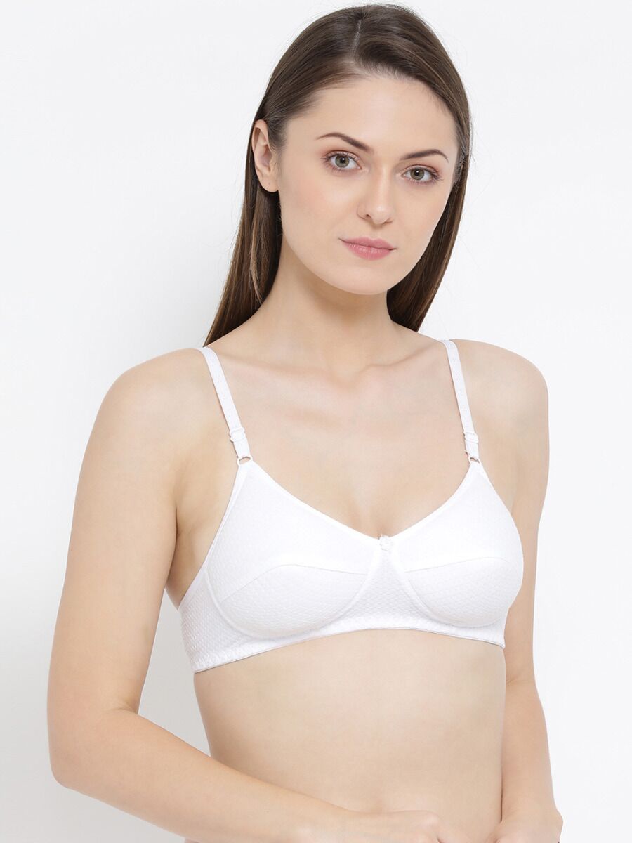 Softline Women's Non Padded Wire Free Fancy Bra in 100% Cotton Fabric with Elastic Straps and Hook Closure
