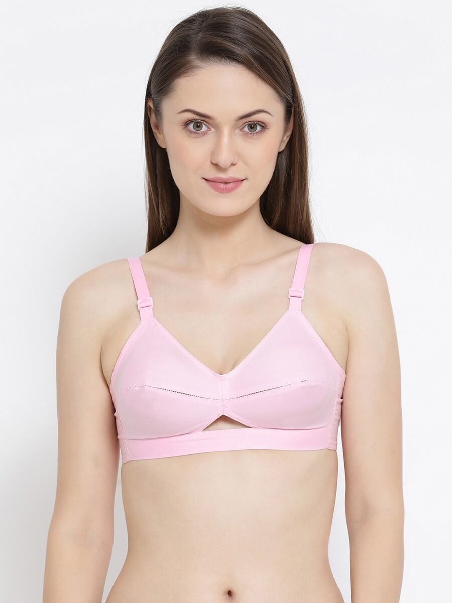 Softline Women's Non Padded Wire Free Bra in 100% Cotton Fabric with Cotton  Straps and Hook Closure