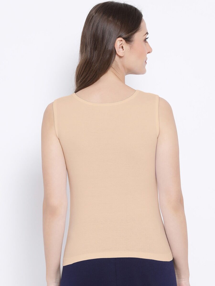 Softline Women's Tank Top in Premium Cotton Stretch Fabric with Stretchable Broad Shoulder Straps and Snug Fit