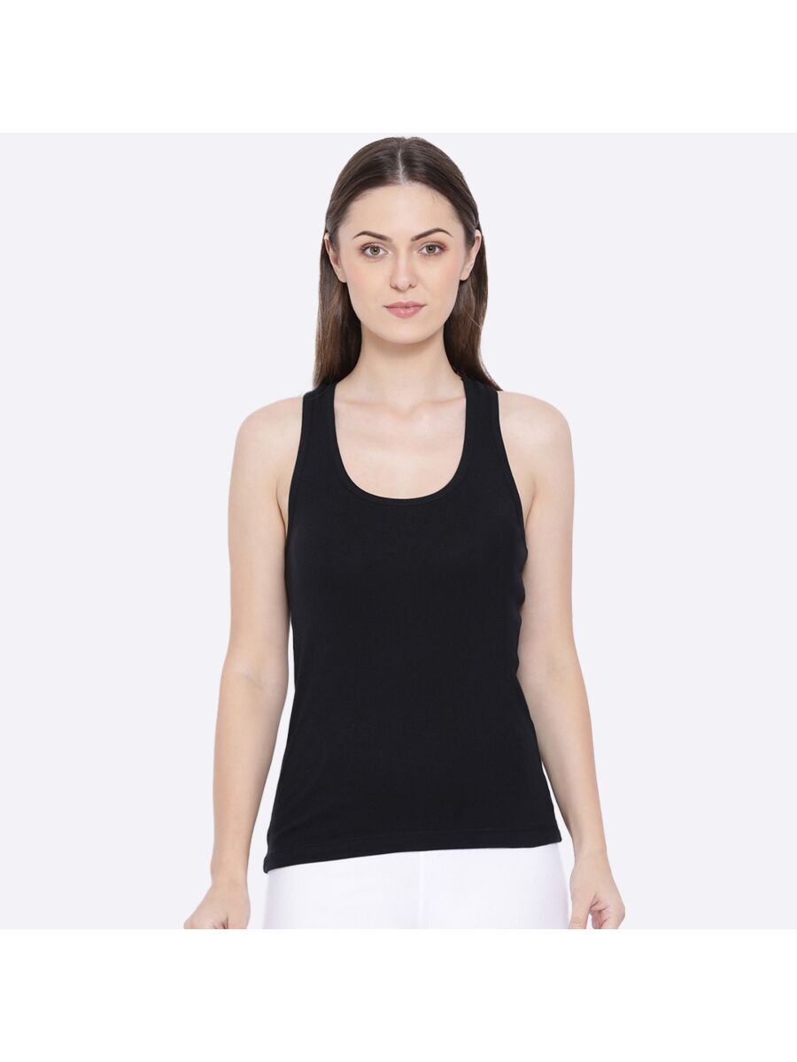 Softline Women's Premium Long Camisole in Cotton Stretch Fabric with High Stretch,  Racer Back Design, Broad Shoulder Straps, and Snug Fit