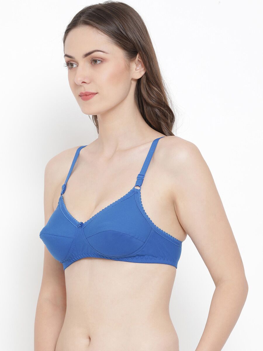 Softline Women's Non Padded Wire Free Bra in Poly Cotton Fabric with Elastic Straps and Hook Closure