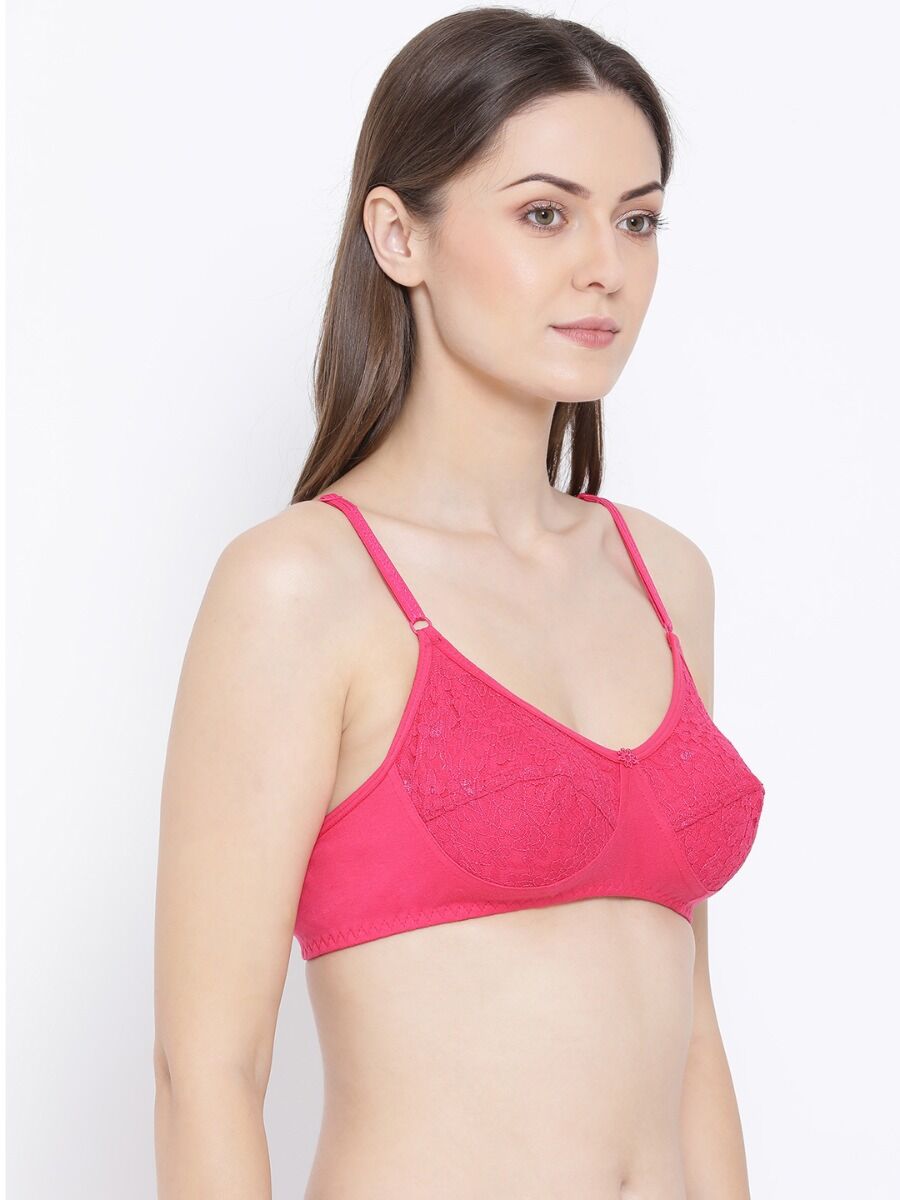 Softline Women's Non Padded Wire Free Bra in Cotton Poly Fabric with Elastic Straps and Hook Closure